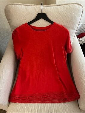 St John’s Bay Red Short-Sleeve Tee with Eyelet Trim